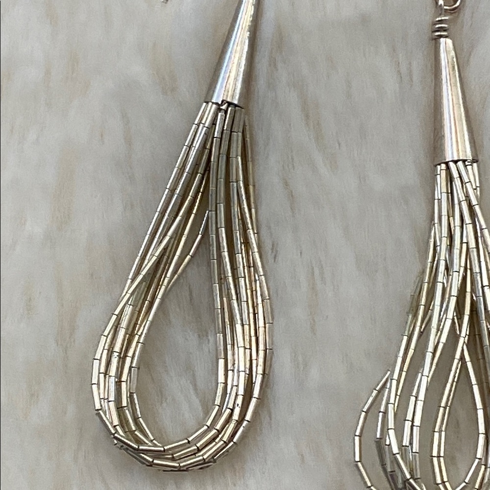 Liquid Silver Dangle Earrings - Picture 3 of 5